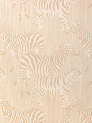 beige jungle behang met zebra's en tijgers, behang safari stripes van majvillan