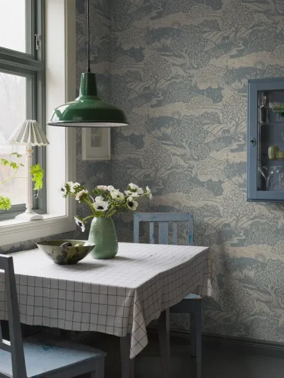 Eethoek met Boråstapeter Behang Solängen - blauw