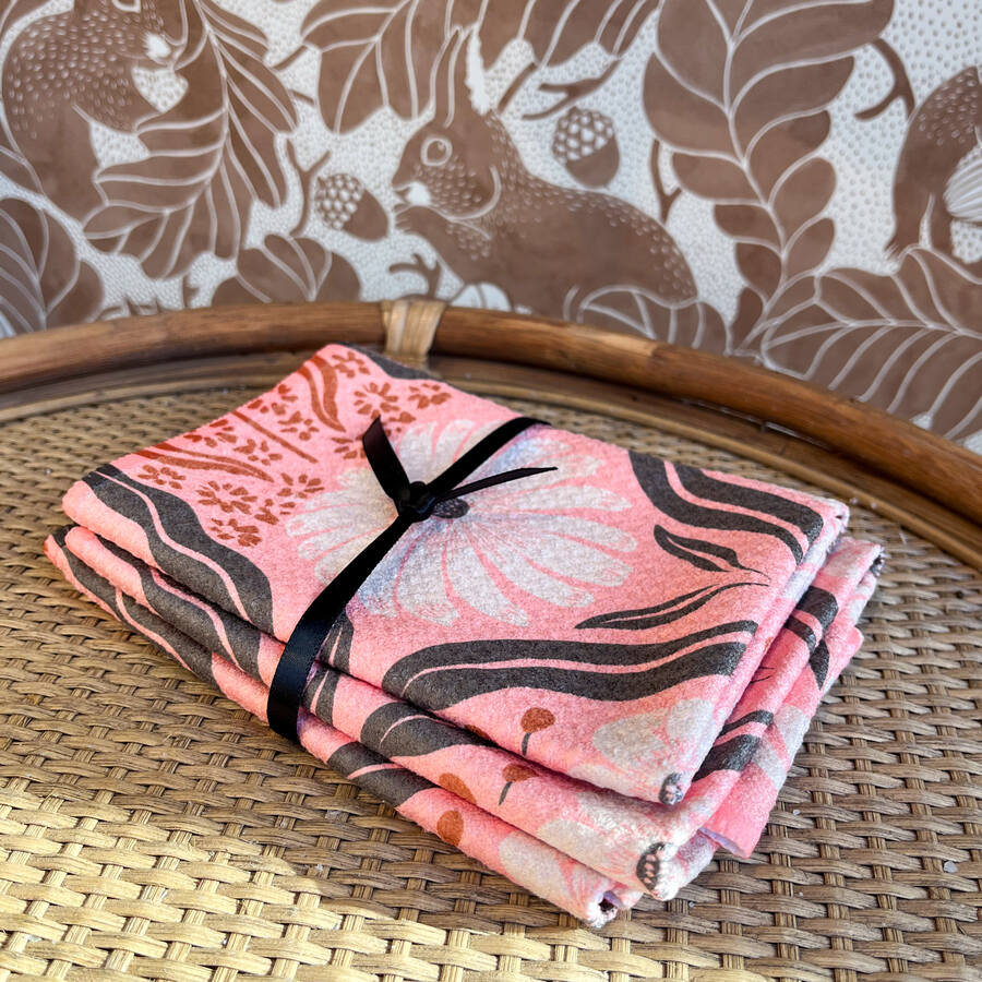 Vaatdoekjes bloemenprint 'Nomad Chic' - set van 3 Bubble & Blend