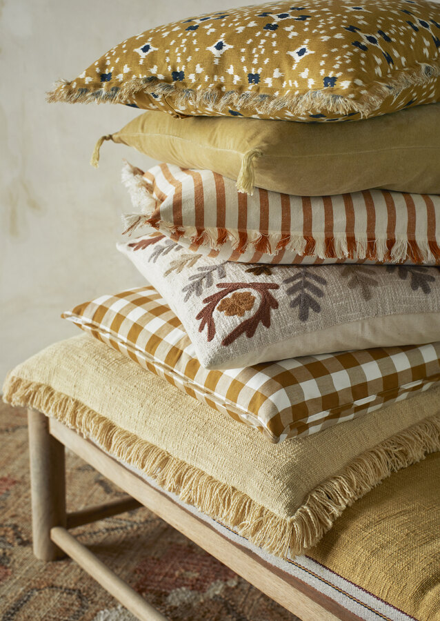Kussenhoes gestreept wit/oranje - 50 x 50 cm | Madam Stoltz - Afbeelding 2