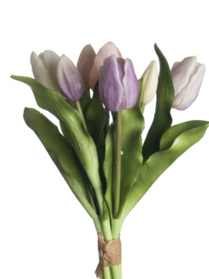 Kunst tulpen 'real touch' 7 stuks 31 cm - lila mix
