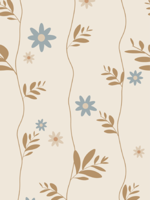 Bloemen behang kinderkamer Little Amour Daisy - blauw