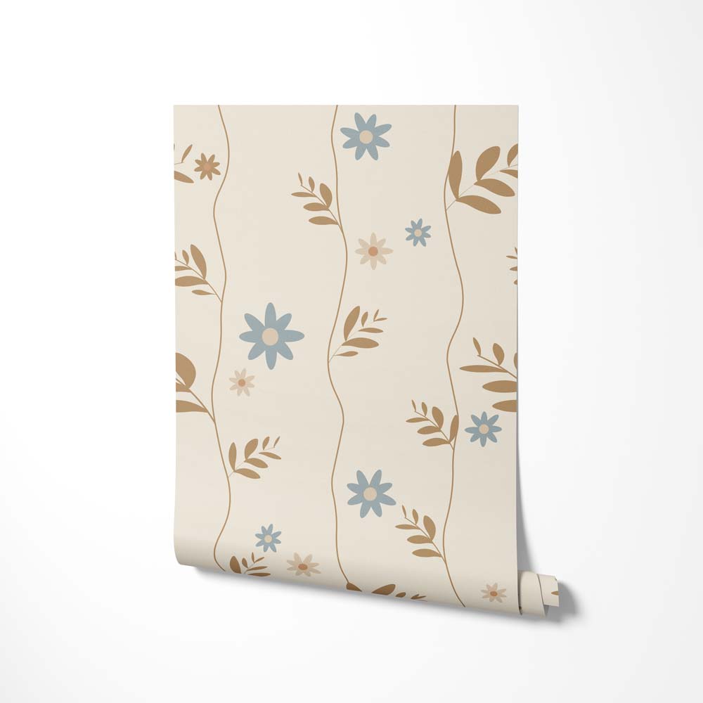 Rol Bloemen behang kinderkamer Little Amour Daisy - blauw