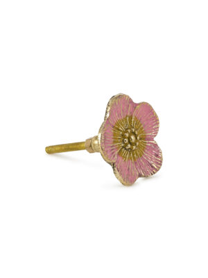 Zijaanzicht Messing kastknop bloem - Faye Flower roze Doing Goods