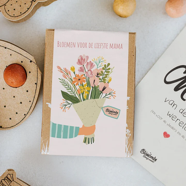 Sfeerfoto Moederdag giftbox 'Boeket' met 4 zaadbommetjes Blossombs