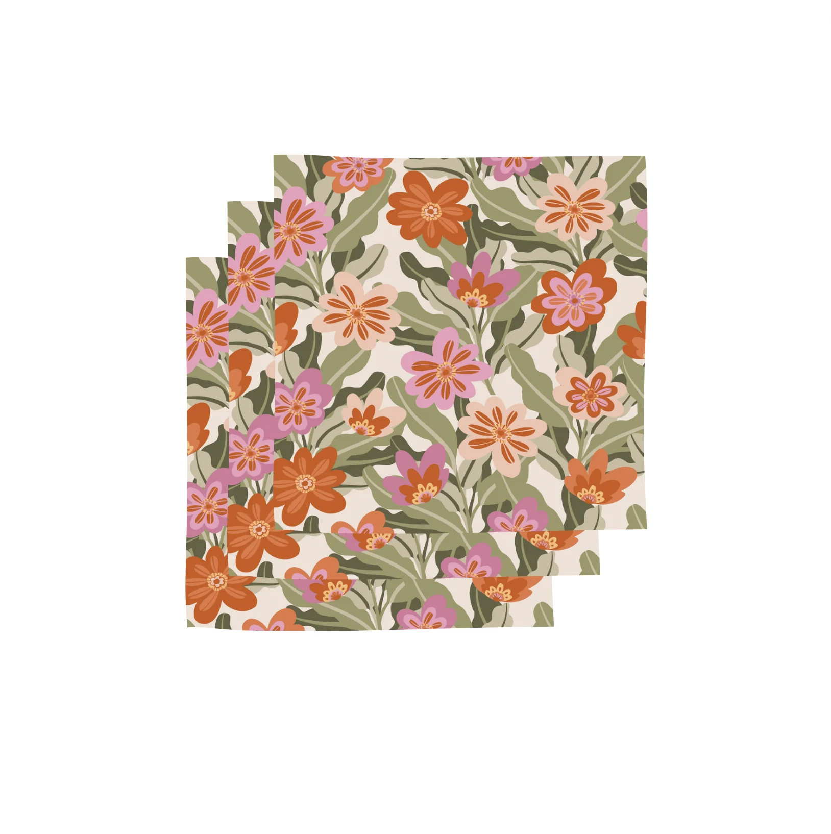 Vaatdoekjes bloemenprint 'Floral Fantasy' - set van 3 Bubble & Blend