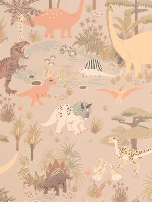 Dino behang kinderkamer Majvillan Dinosaur Vibes - beige
