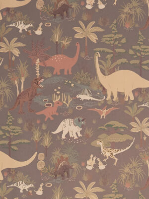 Dino behang kinderkamer Majvillan Dinosaur Vibes - grijs