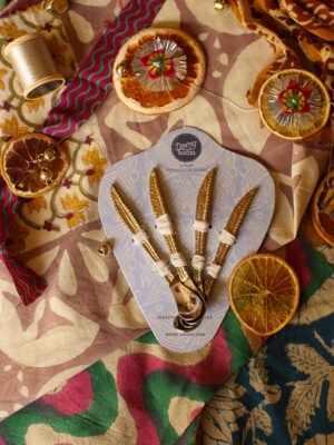 Messing theelepeltje veren Stella - set van 4 Doing Goods