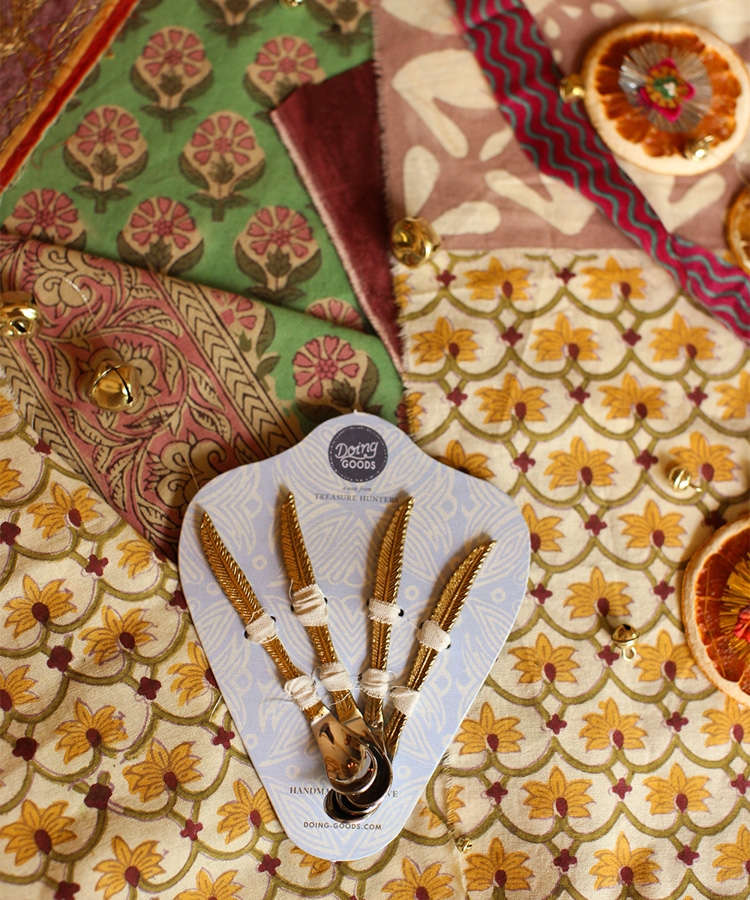 Sfeerfoto Messing theelepeltje veren Stella - set van 4 Doing Goods