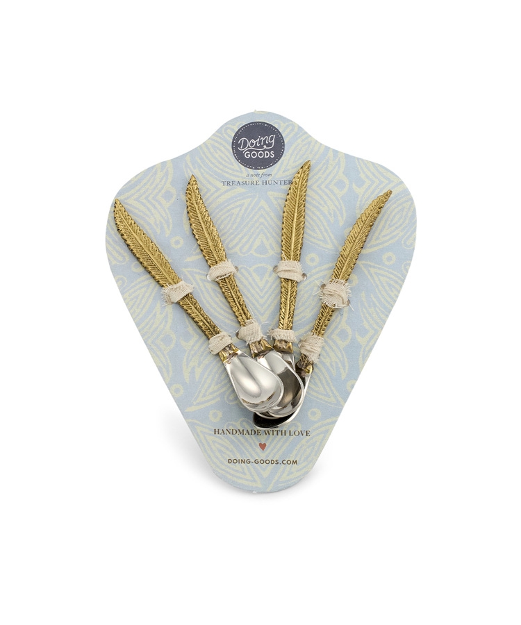 Verpakking Messing theelepeltje veren Stella - set van 4 Doing Goods