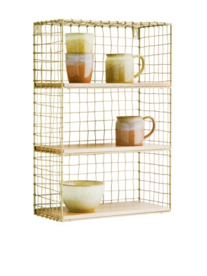 Gevuld IJzeren wandrekje met houten plankjes Madam Stoltz