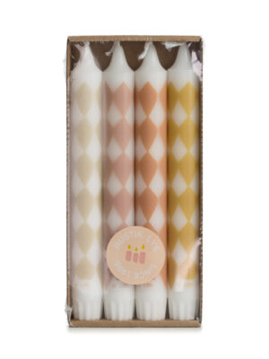 Dinerkaarsen met ruitjes - set van 4 Rustik Lys