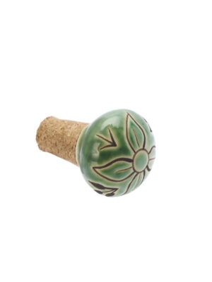 Handgeschilderde wijnstopper keramiek - groen Madam Stoltz