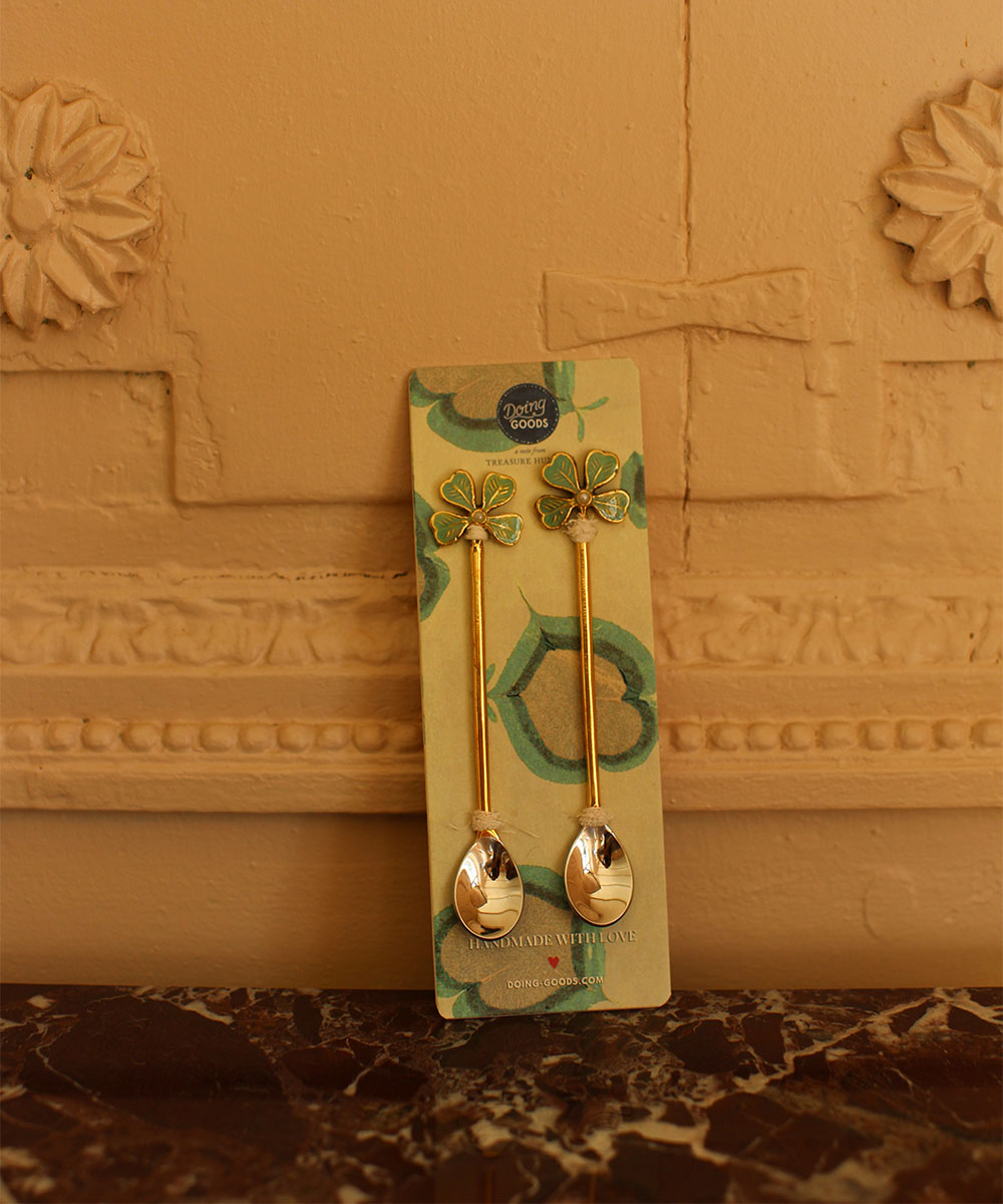Sfeerfoto verpakking Messing theelepels klaver Lucky Clover - set van 2 Doing Goods