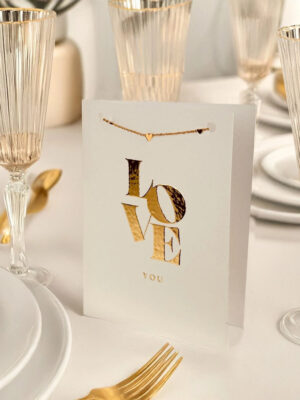 Kaart 'Love you' met armband - goud