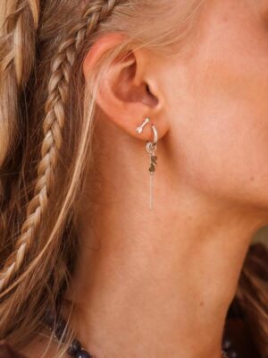 Chain olive hoop silver - set van 2 oorbellen | Label Kiki