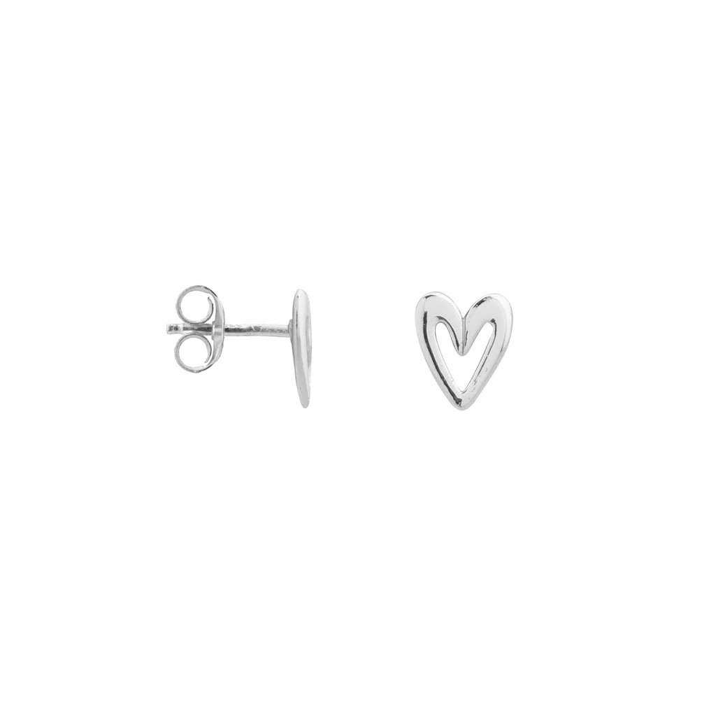 Drawn heart silver - set van 2 oorbellen Label Kiki
