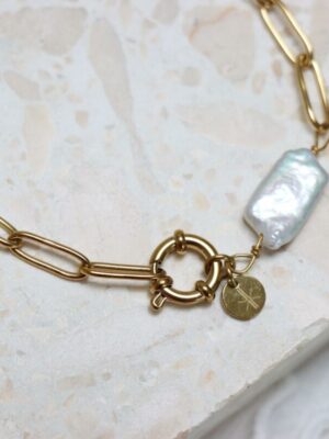 Hold on big pearl bracelet gold Label Kiki