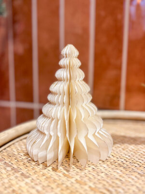 Papieren kerstboom honeycomb 15 cm – wit goud Only Natural