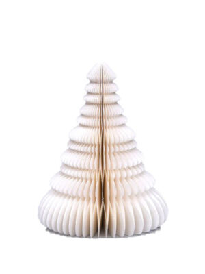 Papieren kerstboom honeycomb 20 cm – wit met glitters Only Natural