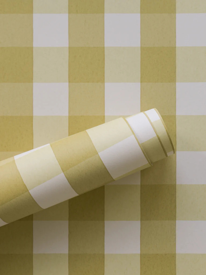 Ruitjes behang Långelid von Brömssen Behang Picnic - geel