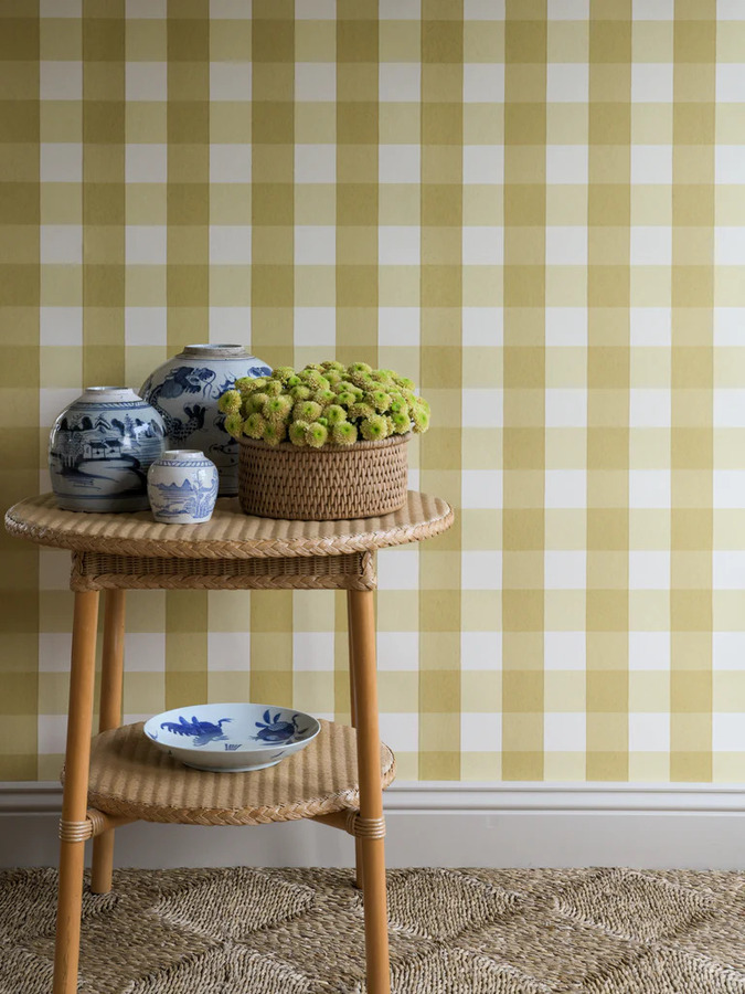 Ruitjes behang Långelid von Brömssen Behang Picnic - geel