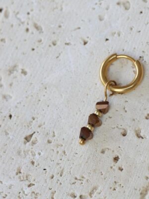 Triple brown hoop gold - set van 2 oorbellen | Label Kiki