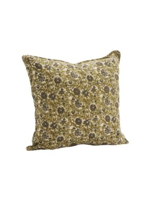 Kussenhoes met bloemenprint – beige/groen/khaki| Madam Stoltz
