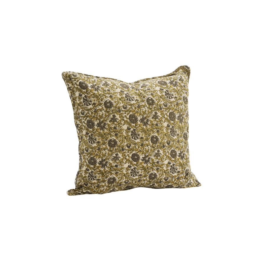 Kussenhoes met bloemenprint – beige/groen/khaki| Madam Stoltz