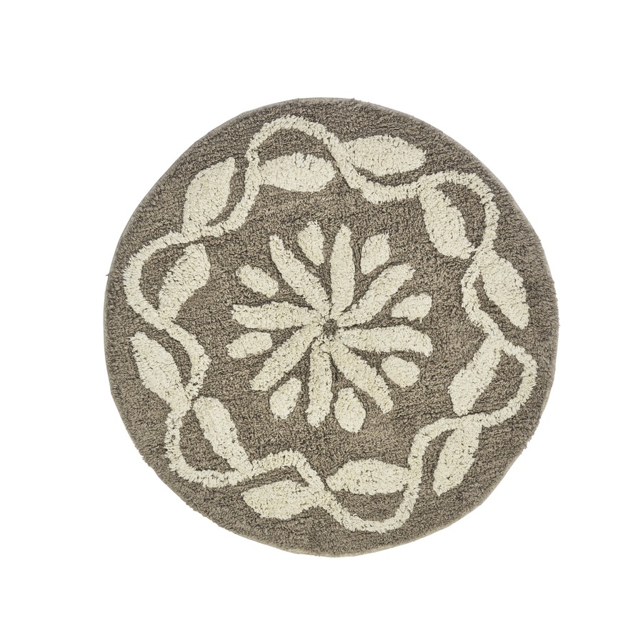 Getufte ronde badmat - 60 cm - beige/grijs | Madam Stoltz - Afbeelding 2