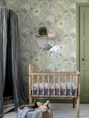 Bloemen behang Midbec Tapeter Behang Anemone - lichtgroen geel sfeer