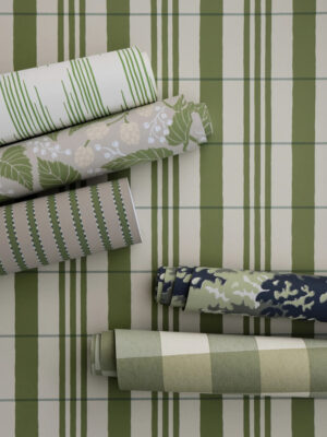 Ruitjes behang Långelid von Brömssen The Guards' Tent - groen rol leaf green