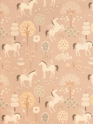 Unicorn behang kinderkamer Majvillan True unicorns - oudroze